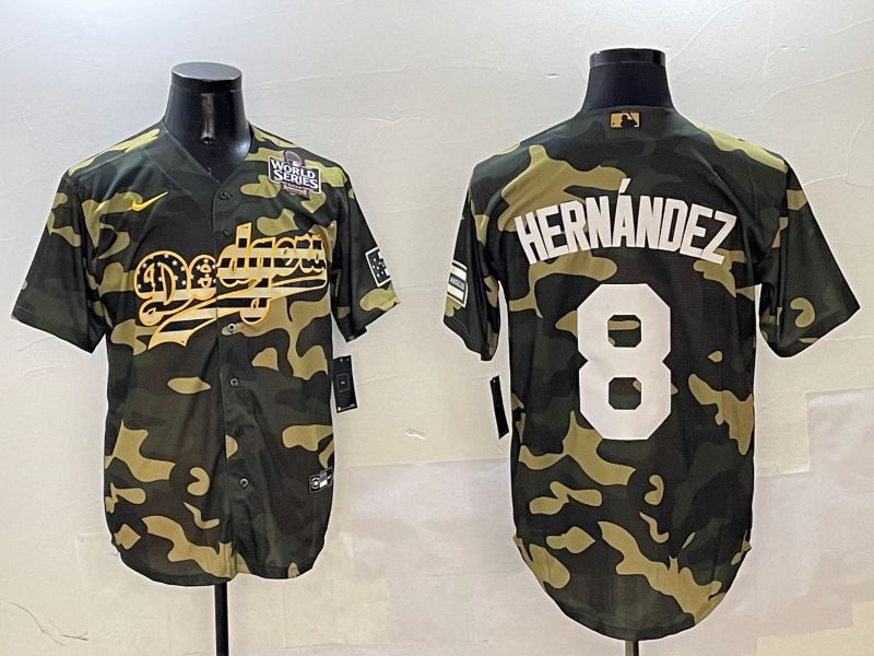 Men Los Angeles Dodgers 8 Hernandez Camo Joint Name 2025 Nike MLB Jersey style 5